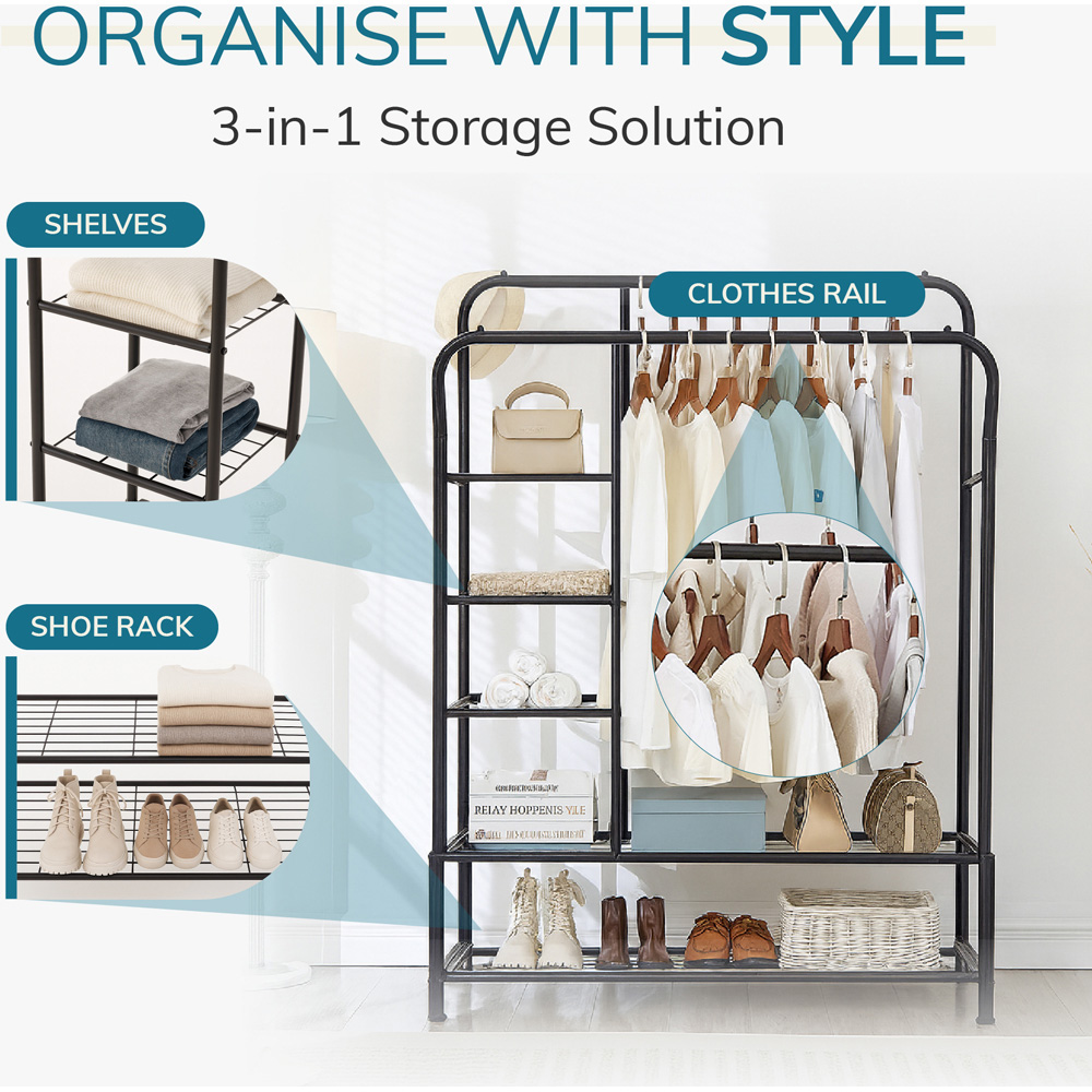 House of Home 5 Shelf Heavy Duty Double Clothes Rail Image 4