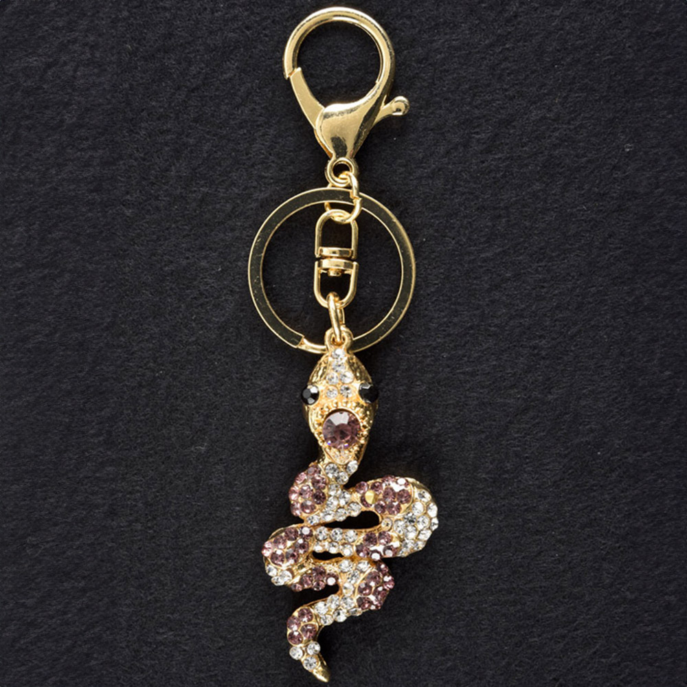 Pink and Silver Snake Key Charm Image 2