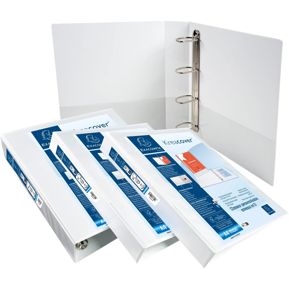 Exacompta Kreacover White PP 4D Ring Binder with 3 Pockets 15mm 10 Pack Image 4