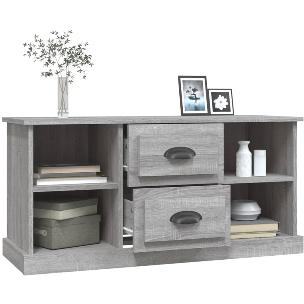 vidaXL 2 Drawer 4 Shelf Grey Sonoma TV Cabinet Image 4