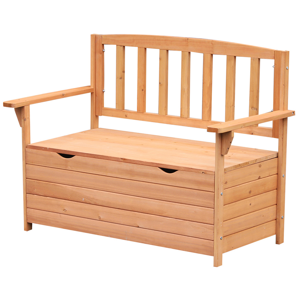 Outsunny Solid Fir Wood Garden Storage Bench Image 2