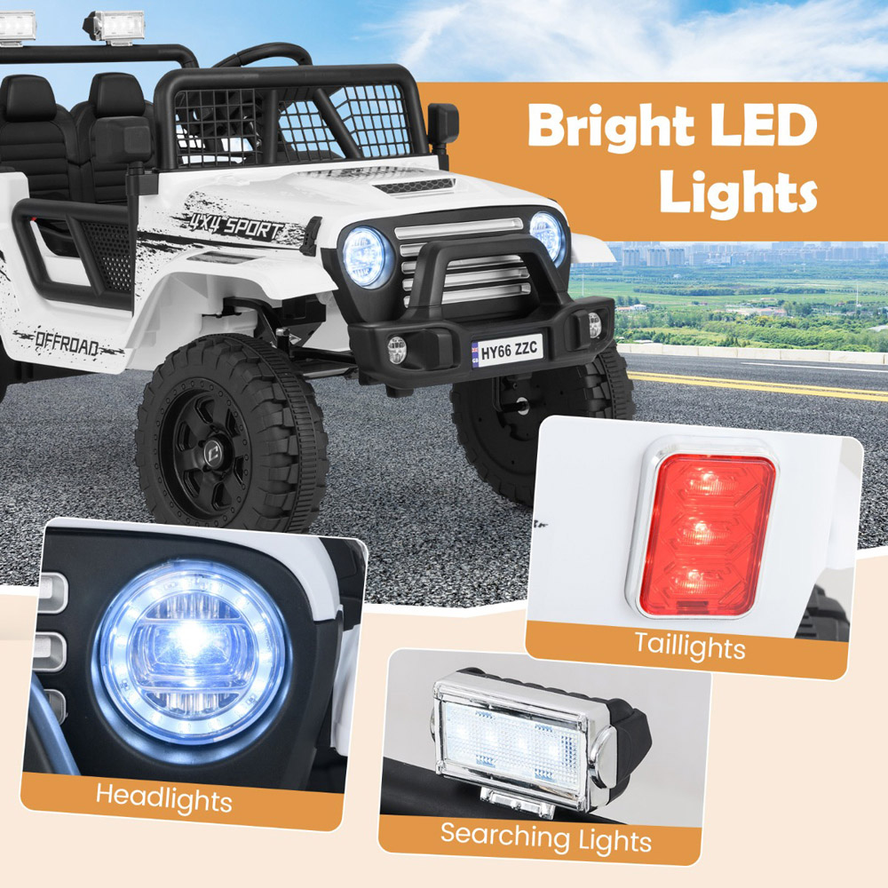 Costway White Kids Ride On Truck Car with Remote Control and LED Light Image 7