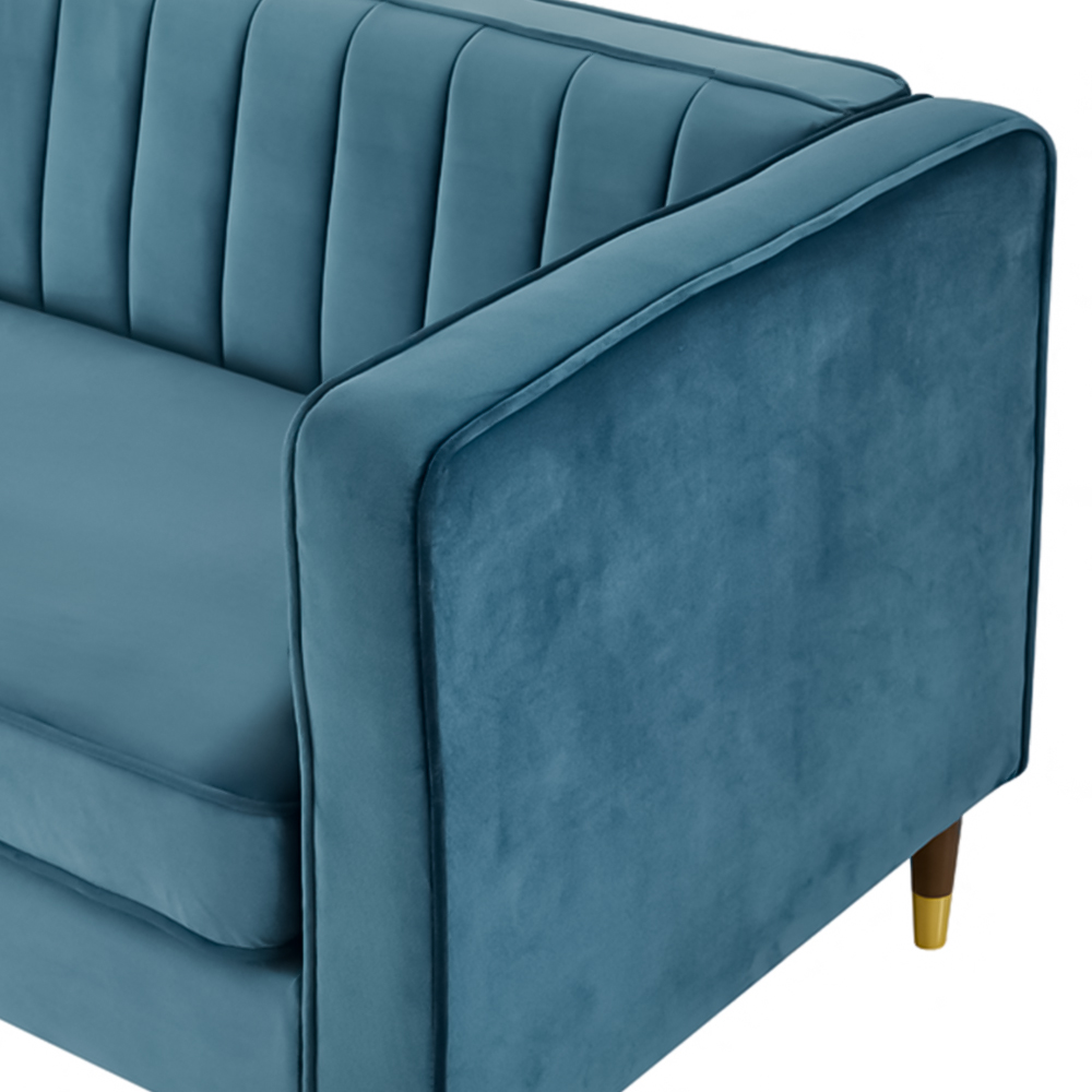 Home Detail Thomas 2 Seater Blue Velvet Sofa Image 5