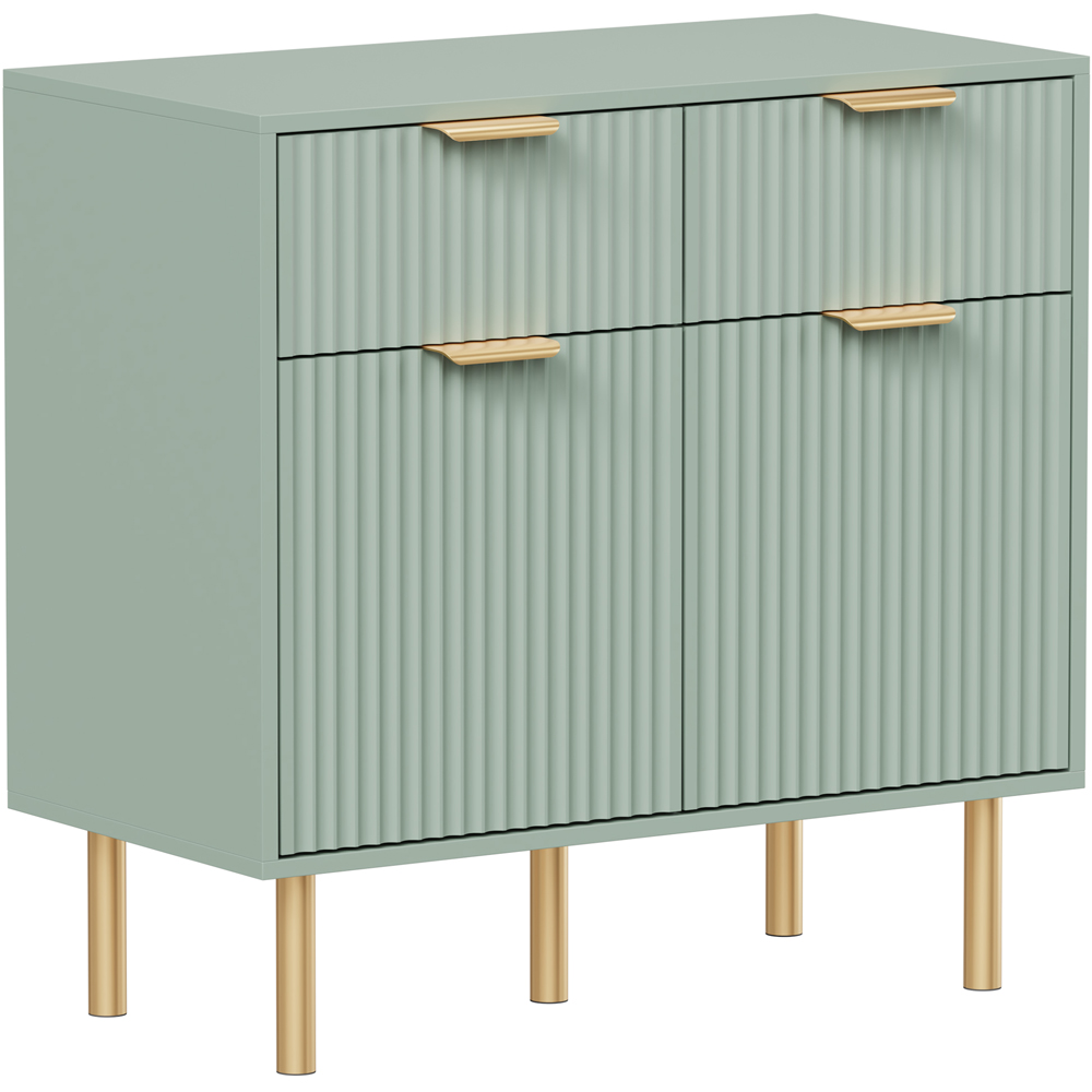 FurnitureHMD 2 Door 2 Drawer Green Wave Pattern Sideboard Image 2