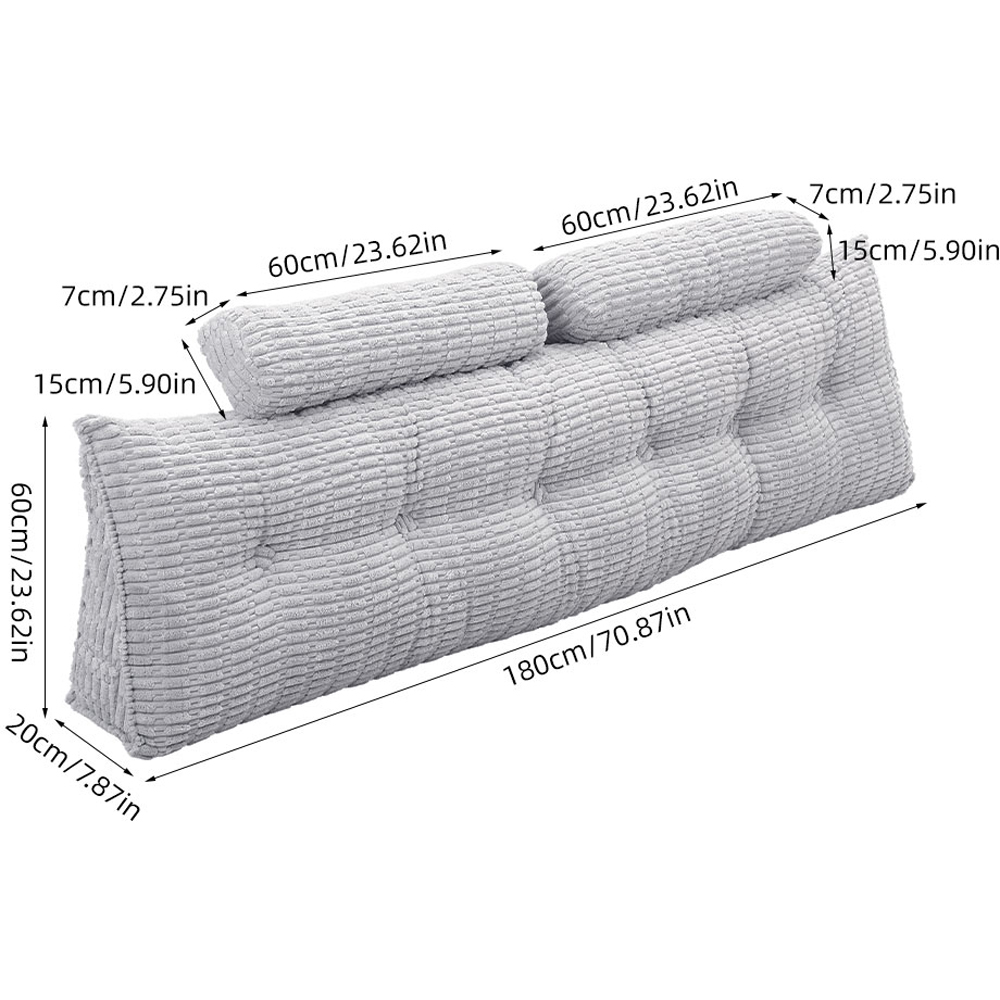 Living and Home Greyish Blue Wedge Headboard Pillow with 2 Backrest Support Cushion 67 x 180cm Image 8