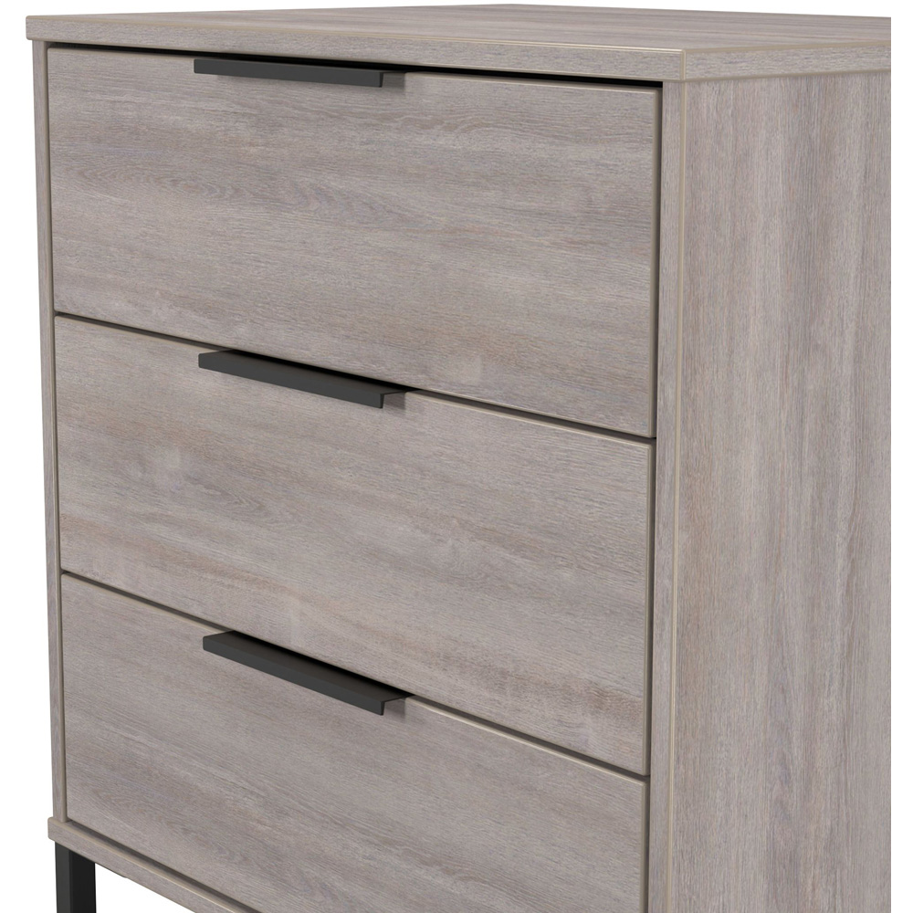 Crowndale Hong Kong 3 Drawer Grey Oak Midi Chest of Drawers Ready Assembled Image 5