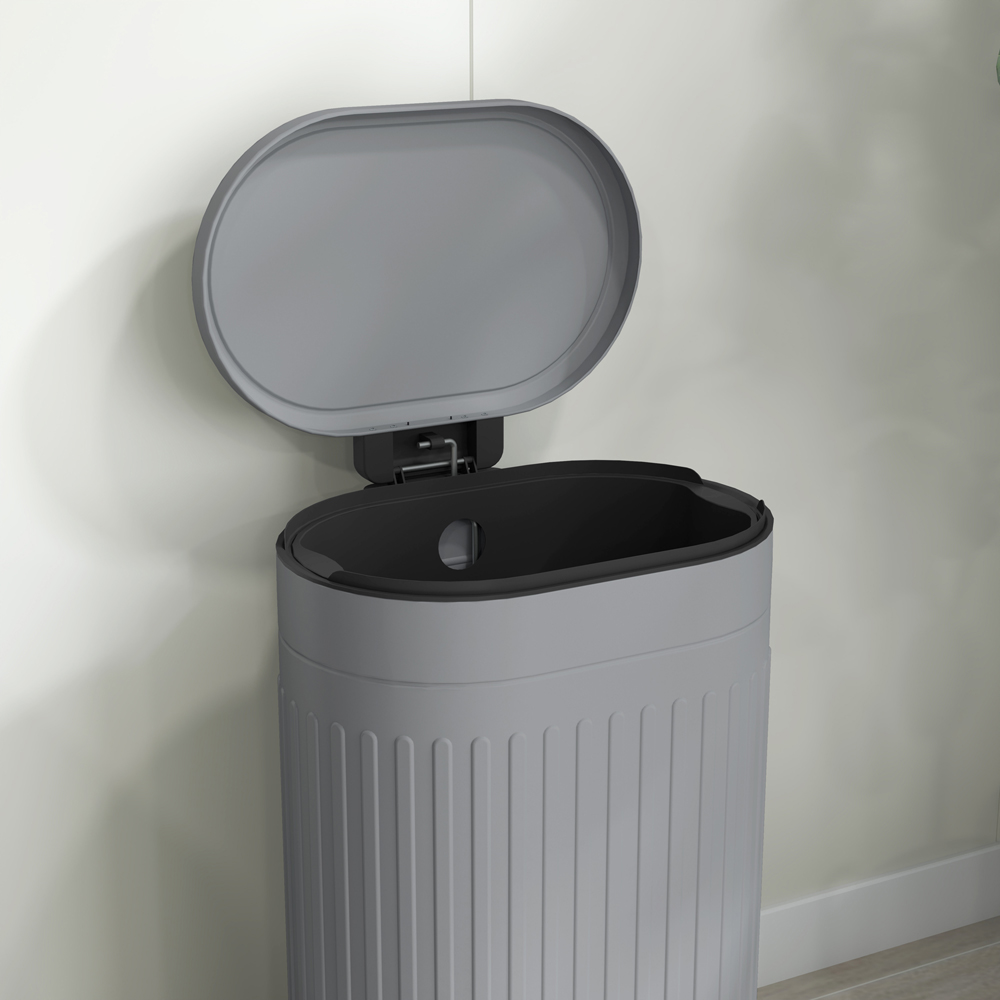 HOMCOM Grey Metal Soft Close Kitchen Pedal Bin Image 3