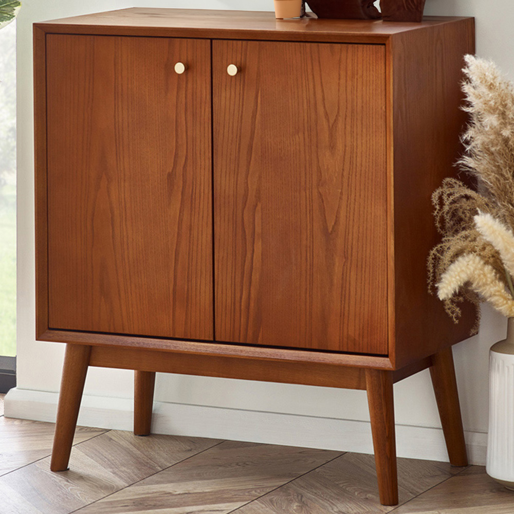 Julian Bowen Lowry 2 Door Cherry Ash Wood Small Sideboard Image 1