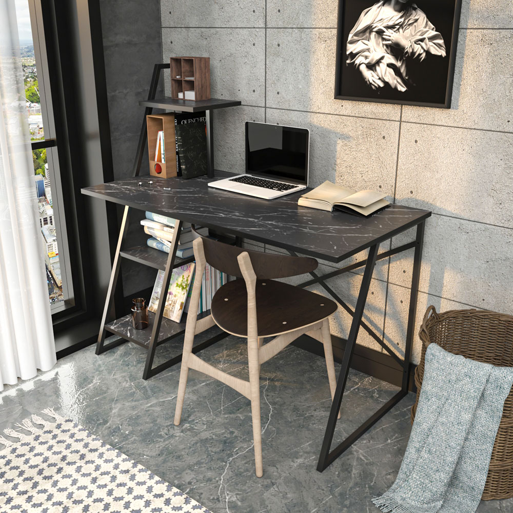 Decorotika Admira 4 Shelf Writing Desk Bendire Black Image 6