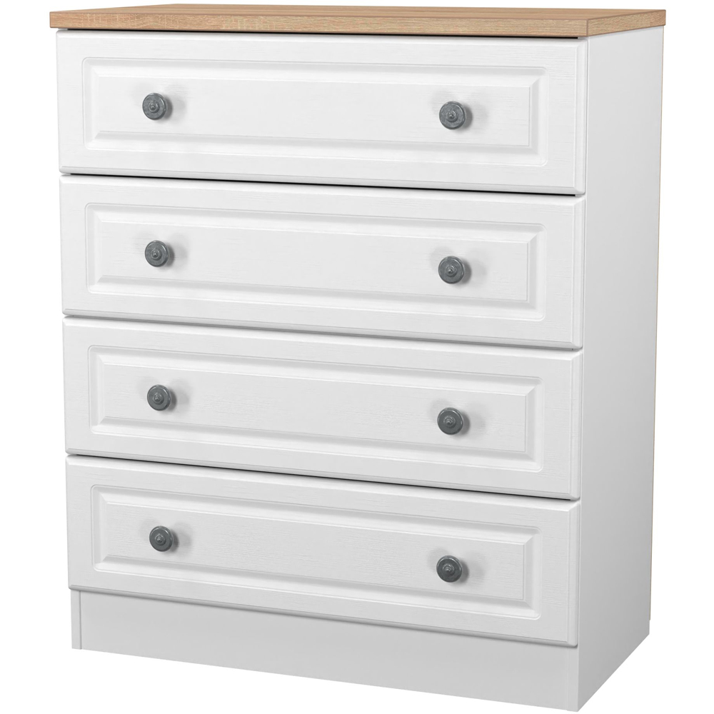 Crowndale Norfolk 4 Drawer White Ash and Bardolino Oak Chest of Drawers Ready Assembled Image 3