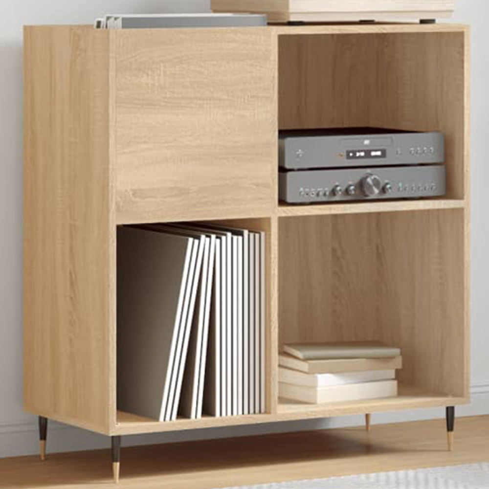 vidaXL 3 Shelf Sonoma Oak Square Record Cabinet Image 1