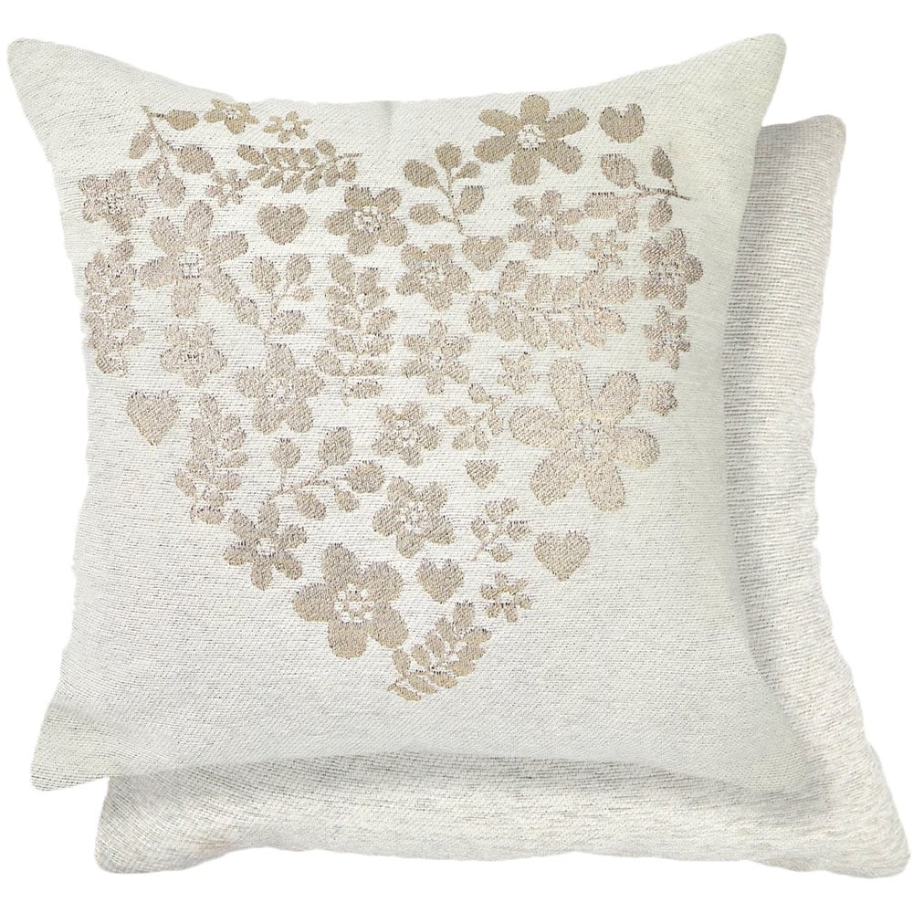Serene Love Heart Natural Cushion Cover 43 x 43cm Image