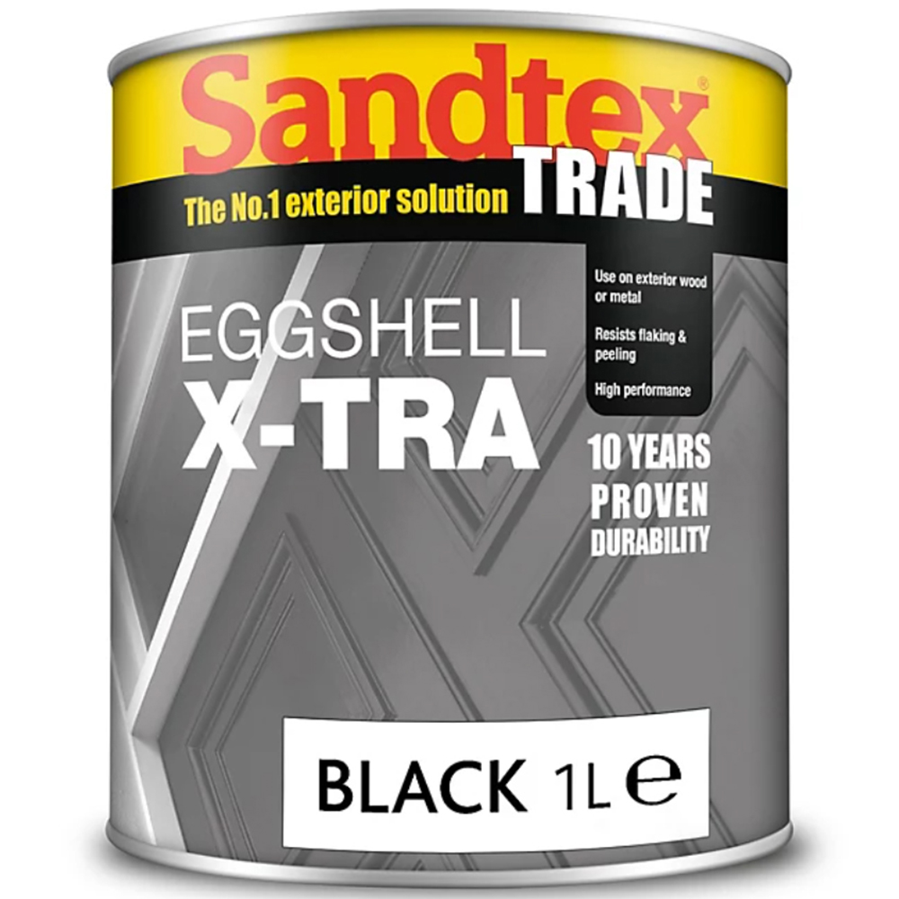 Sandtex Black Eggshell X-Tra Paint 1L Image 2