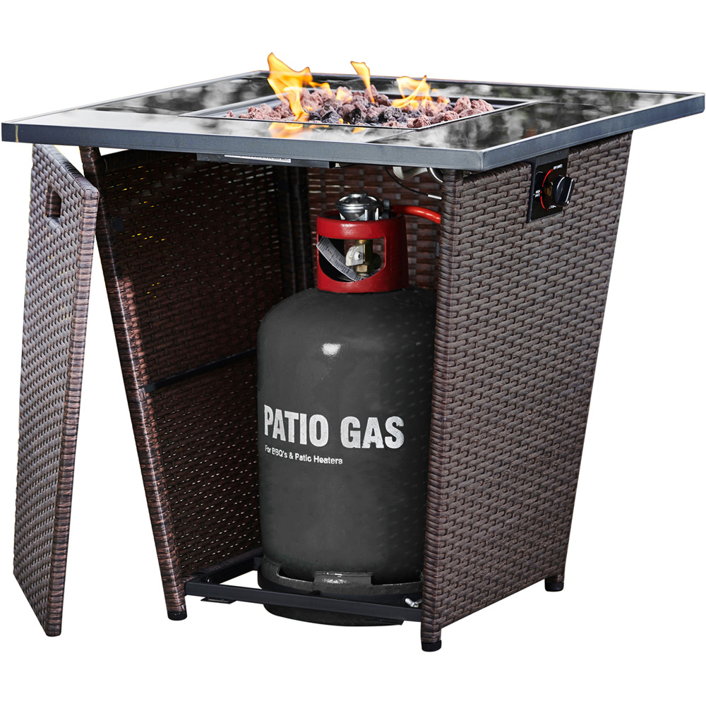 Teamson Home Espresso Rattan Base Propane Gas Outdoor Fire Pit Table with Accessories 76cm Image 3
