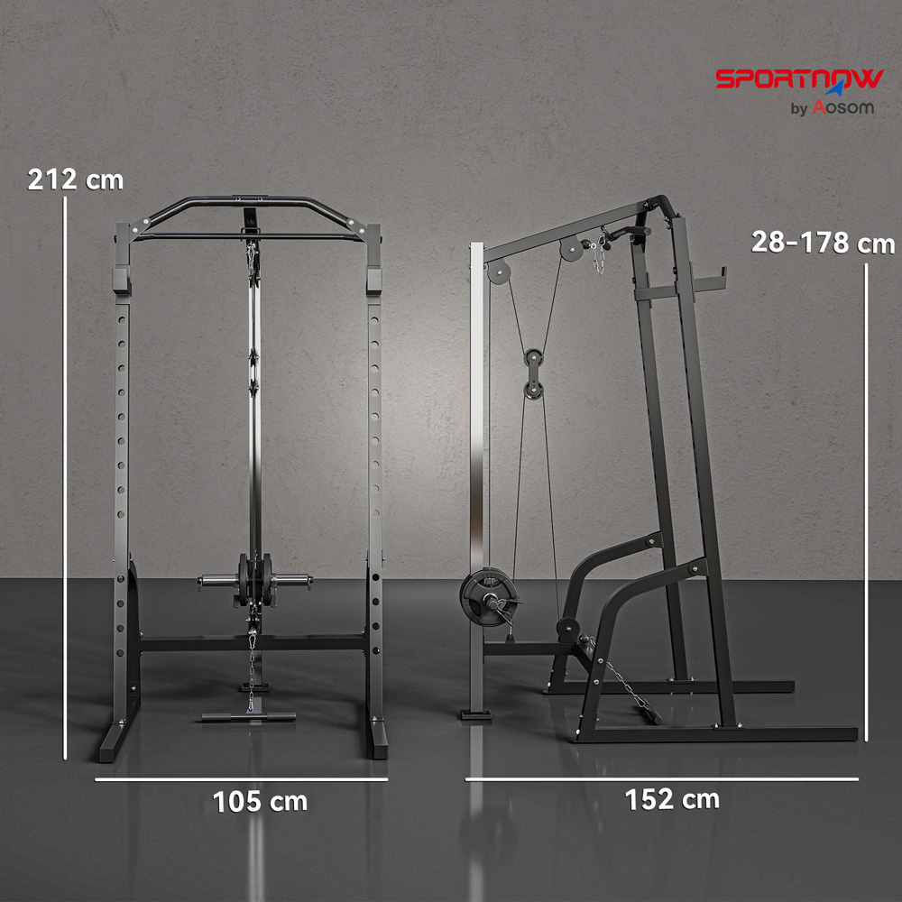 SPORTNOW Cable Crossover Machine with Pulley System and Squat Rack Image 9