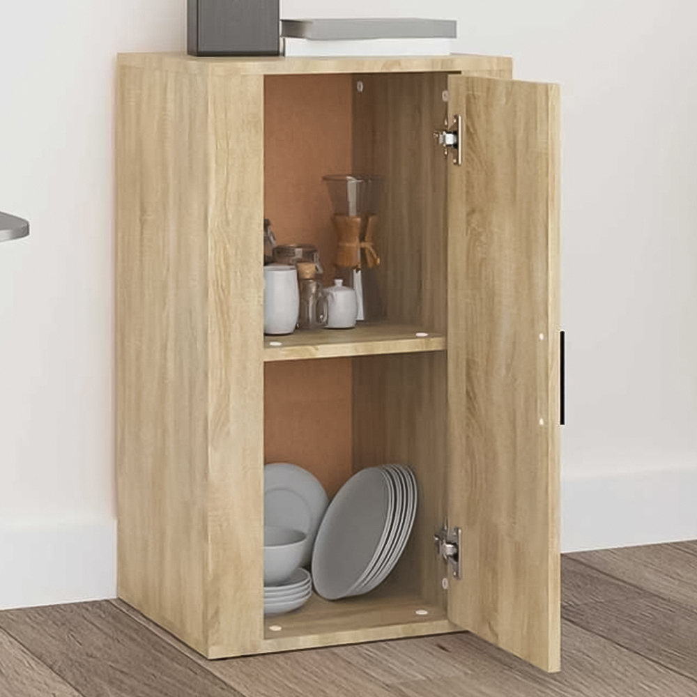vidaXL Single Door Sonoma Oak Wooden Sideboard Image 1