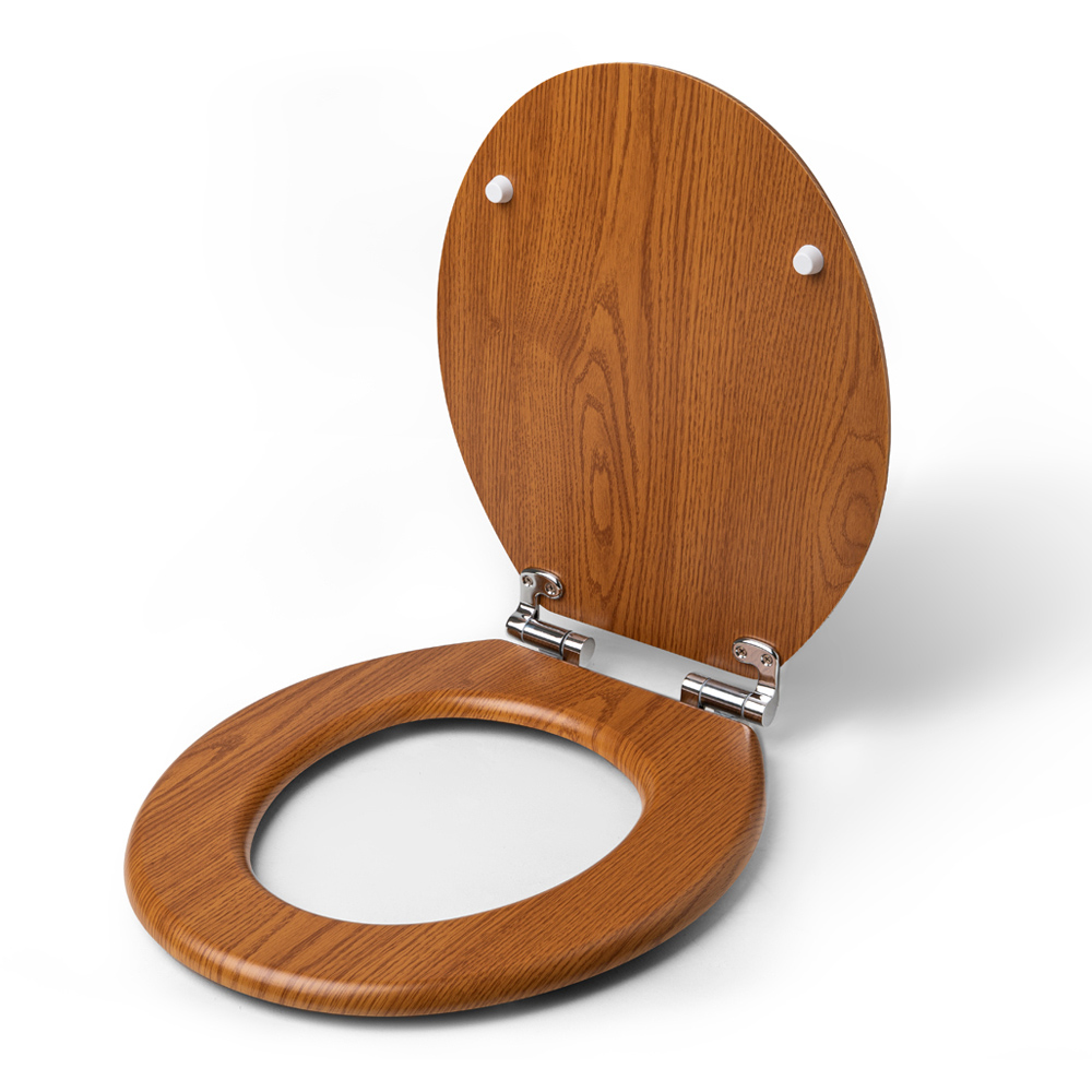 Go Bathrooms Cambridge Oak Effect Soft-Close Toilet Seat Image 3