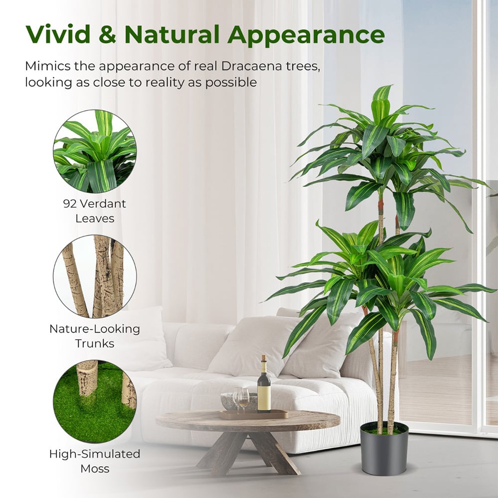 Costway Dracaena Artificial Plant In Pot 5ft Image 5