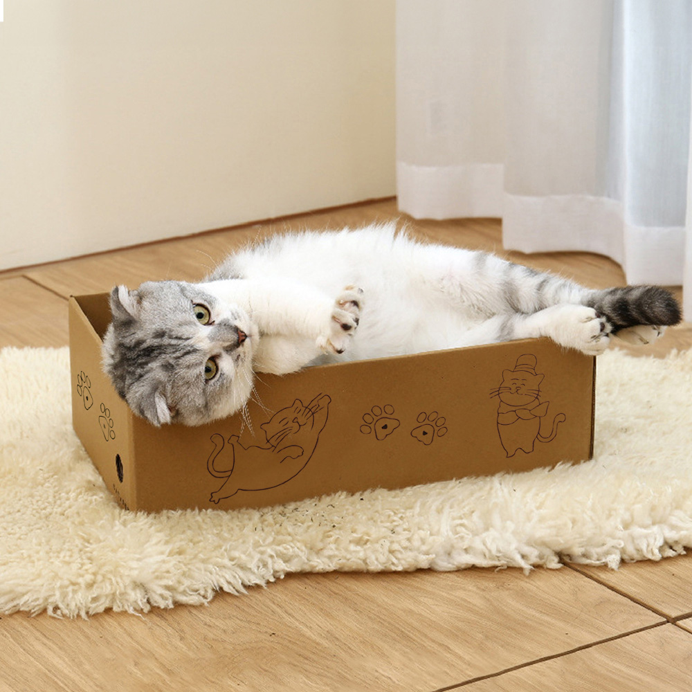H&O Direct Corrugated Paper Cat Scratching Bed with 5 Replaceable Pads Image 2