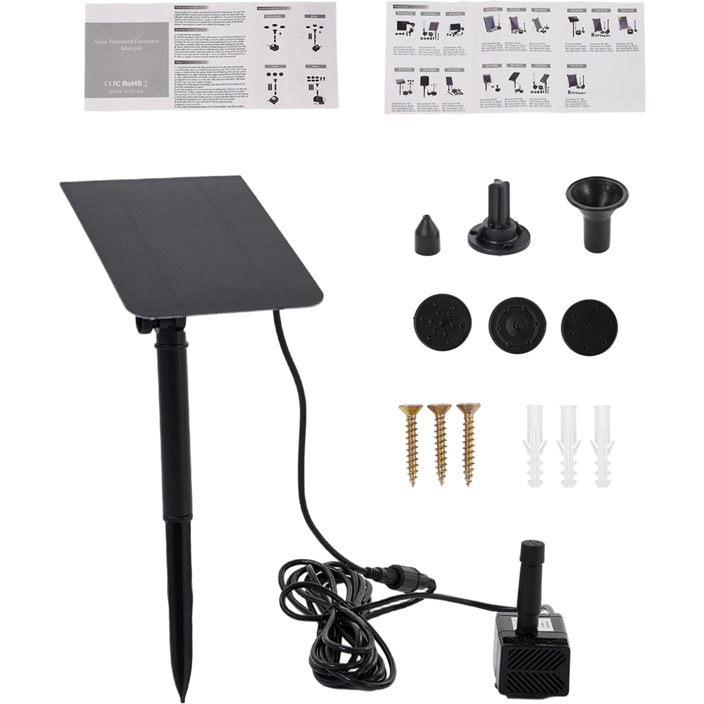 Living and Home 2.5W Solar-Powered Fountain Pump with 6 Spray Heads Image 2