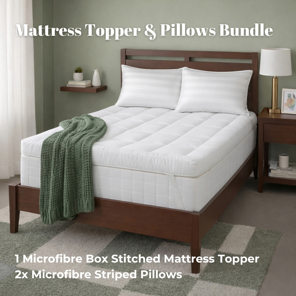 MHG Living Super King Size Hollowfibre Mattress Topper with 2 Pillows Image 5