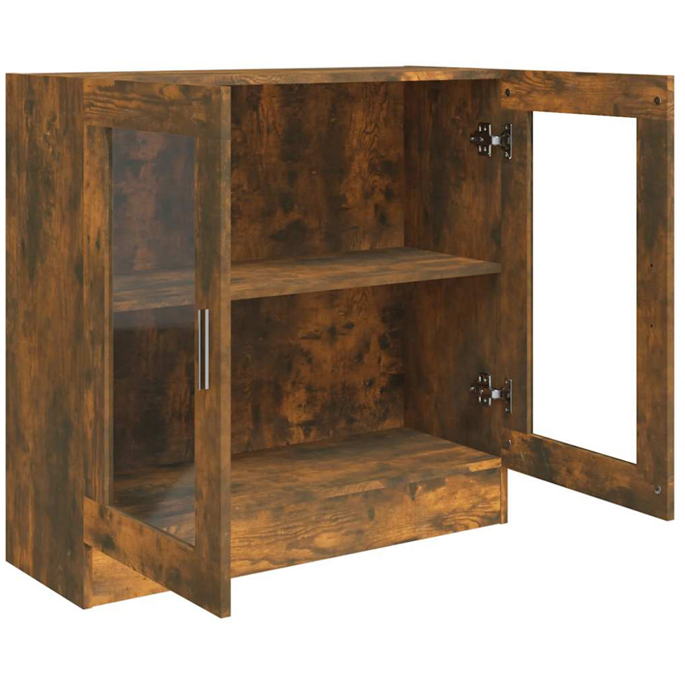 vidaXL Vitrine 2 Glass Door Smoked Oak Storage Cabinet Image 5