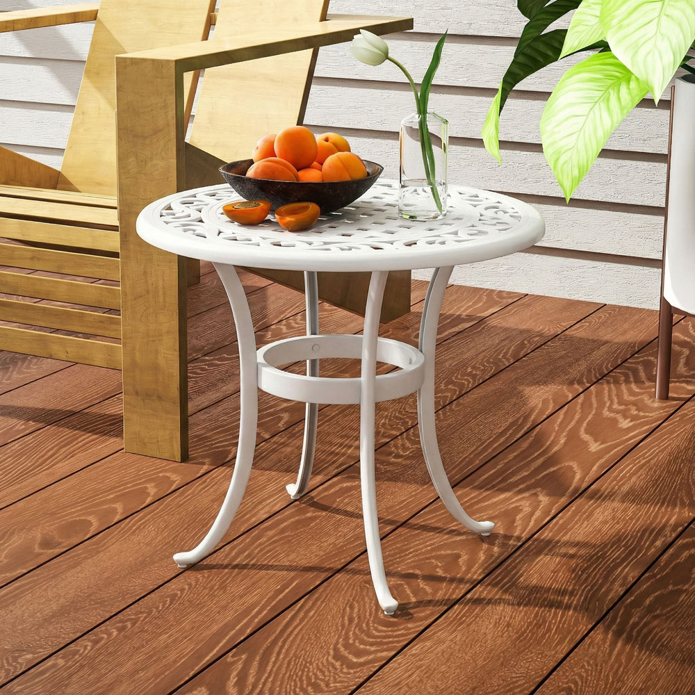 Outsunny White Aluminium Frame Round Garden Table Image 3
