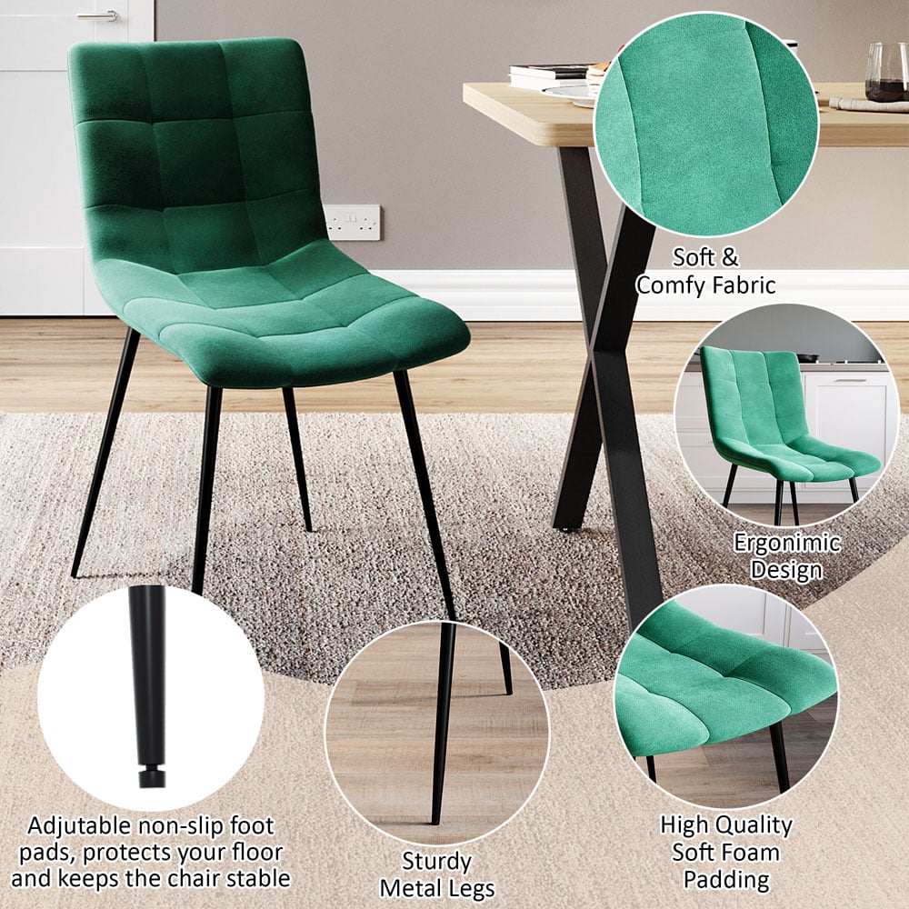 Vida Designs Richton Set of 2 Green Dining Chairs Image 6