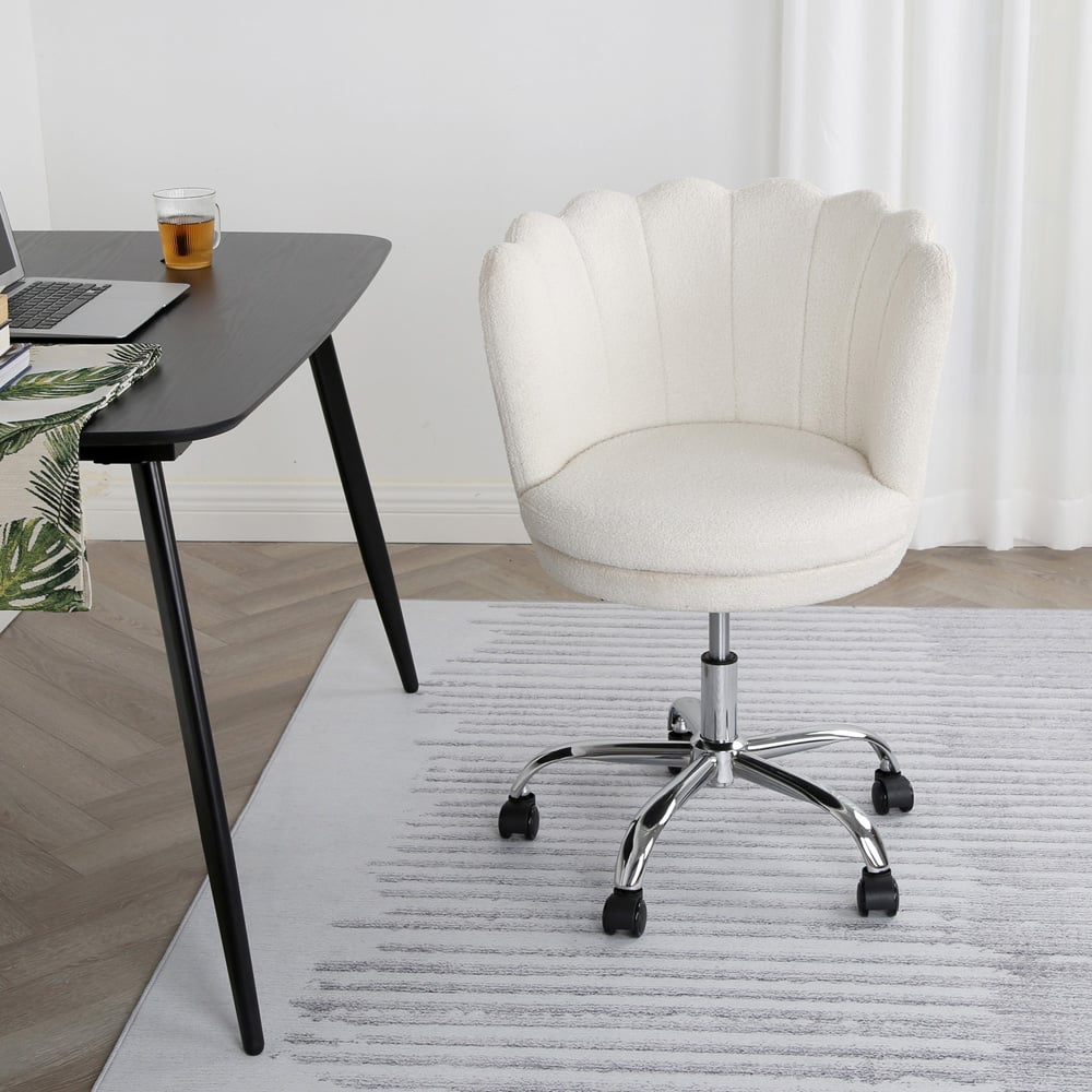 Flora White Petal Back Swivel Office Chair Image 7