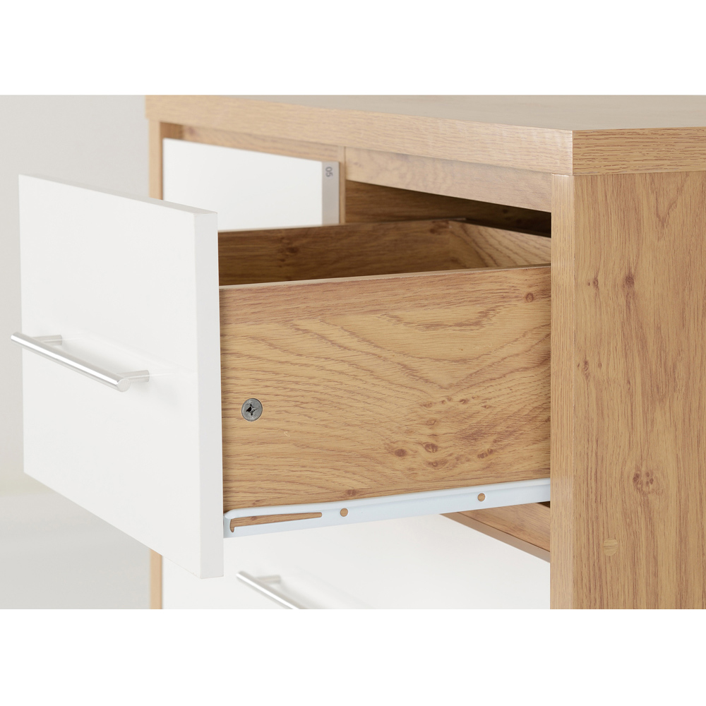 Seconique Seville 5 Drawer White Gloss Light Oak Effect Veneer Chest of Drawers Image 6