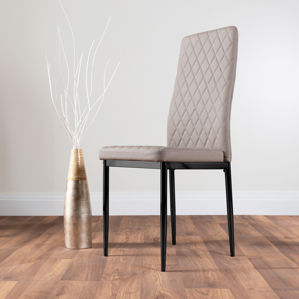 Furniturebox Copeland Valera Marble Effect 6 Seater Dining Set White Cappuccino and Black Image 3