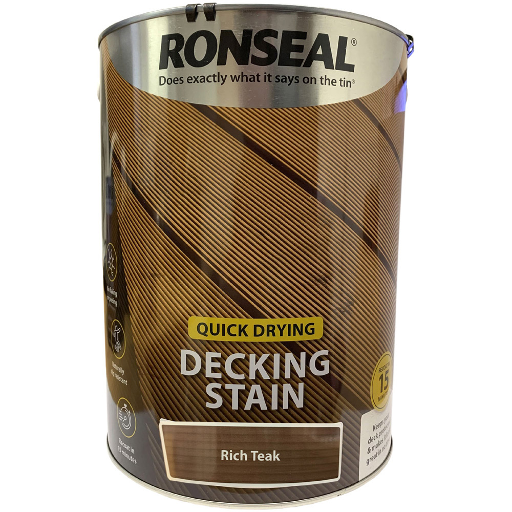 Ronseal Quick Drying Rich Teak Decking Stain 5L Image 2