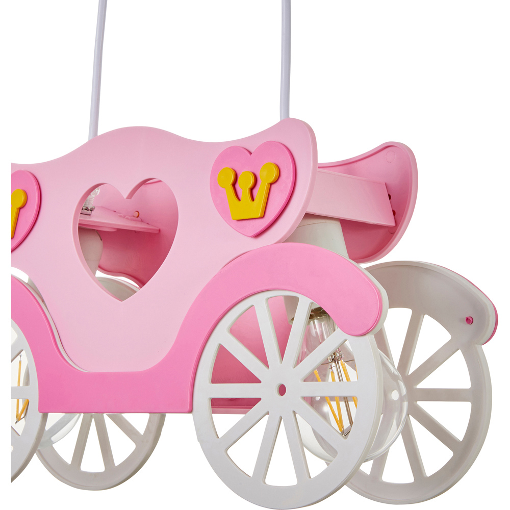 Glow Pink 3D Princess Carriage Ceiling Light Image 4