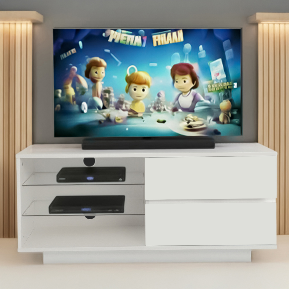 Centurion Supports Gallus 2 Drawer 3 Shelf Gloss White TV Unit Image 1
