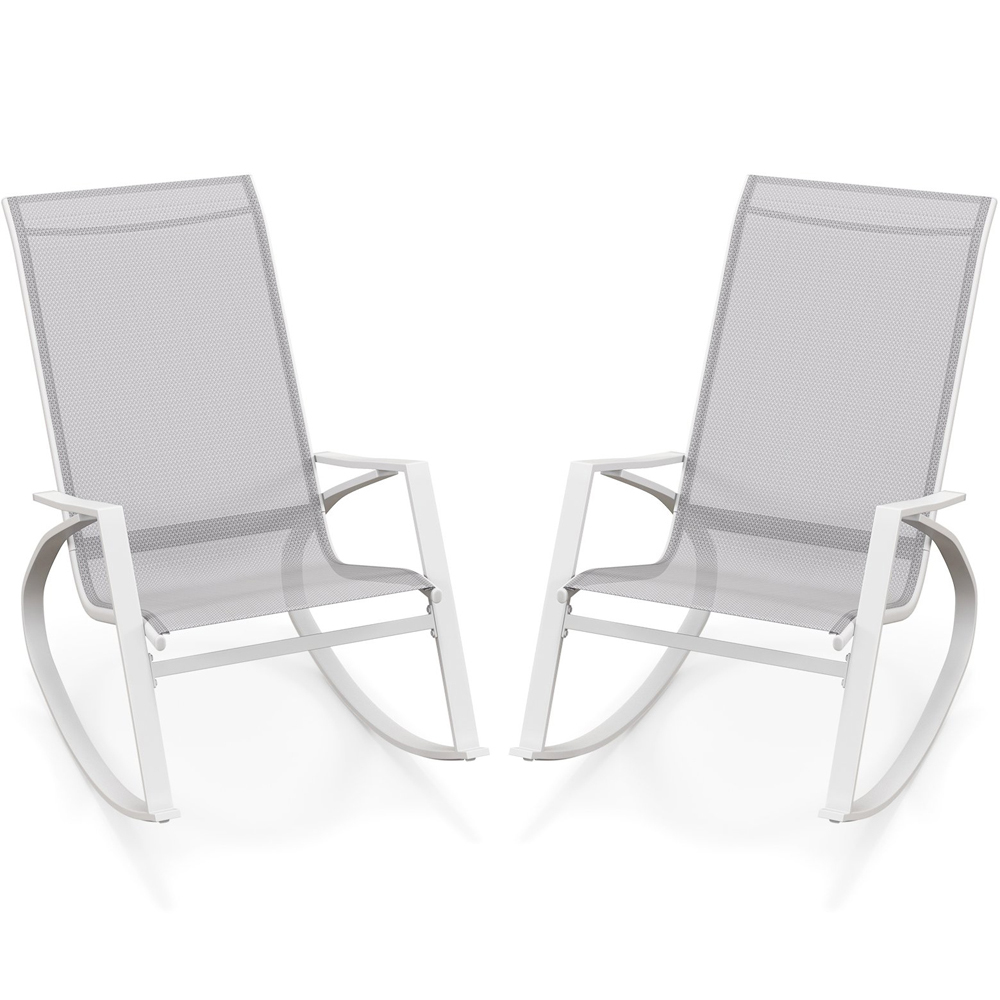 Costway Set of 2 Grey Patio Rocking Chair Image 2