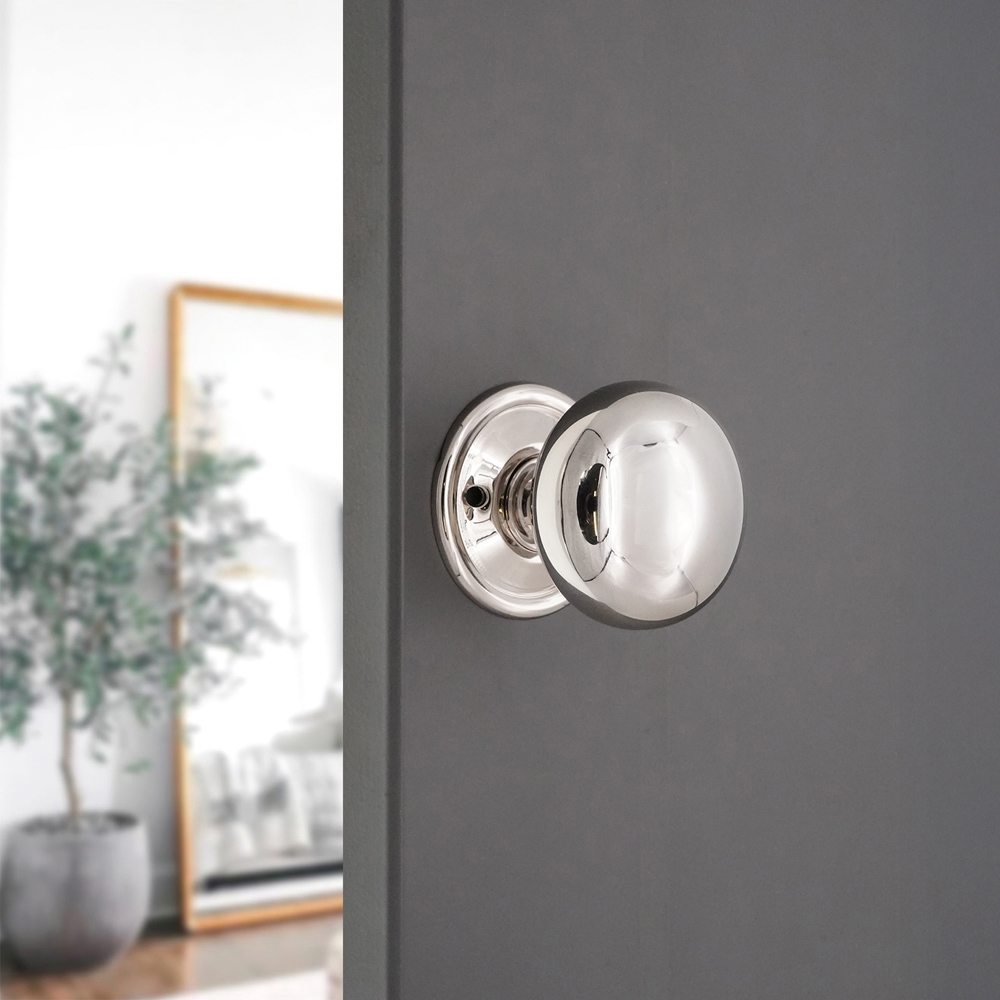 Spira Brass Polished Nickel Cottage Large 50mm Rim and Mortice Door Knob 2 Pack Image 2