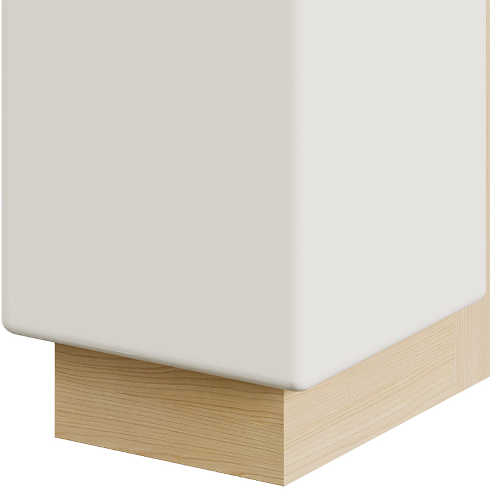 Living and Home White Glass Shade Natural Wood E27 Wall Lamp Image 3