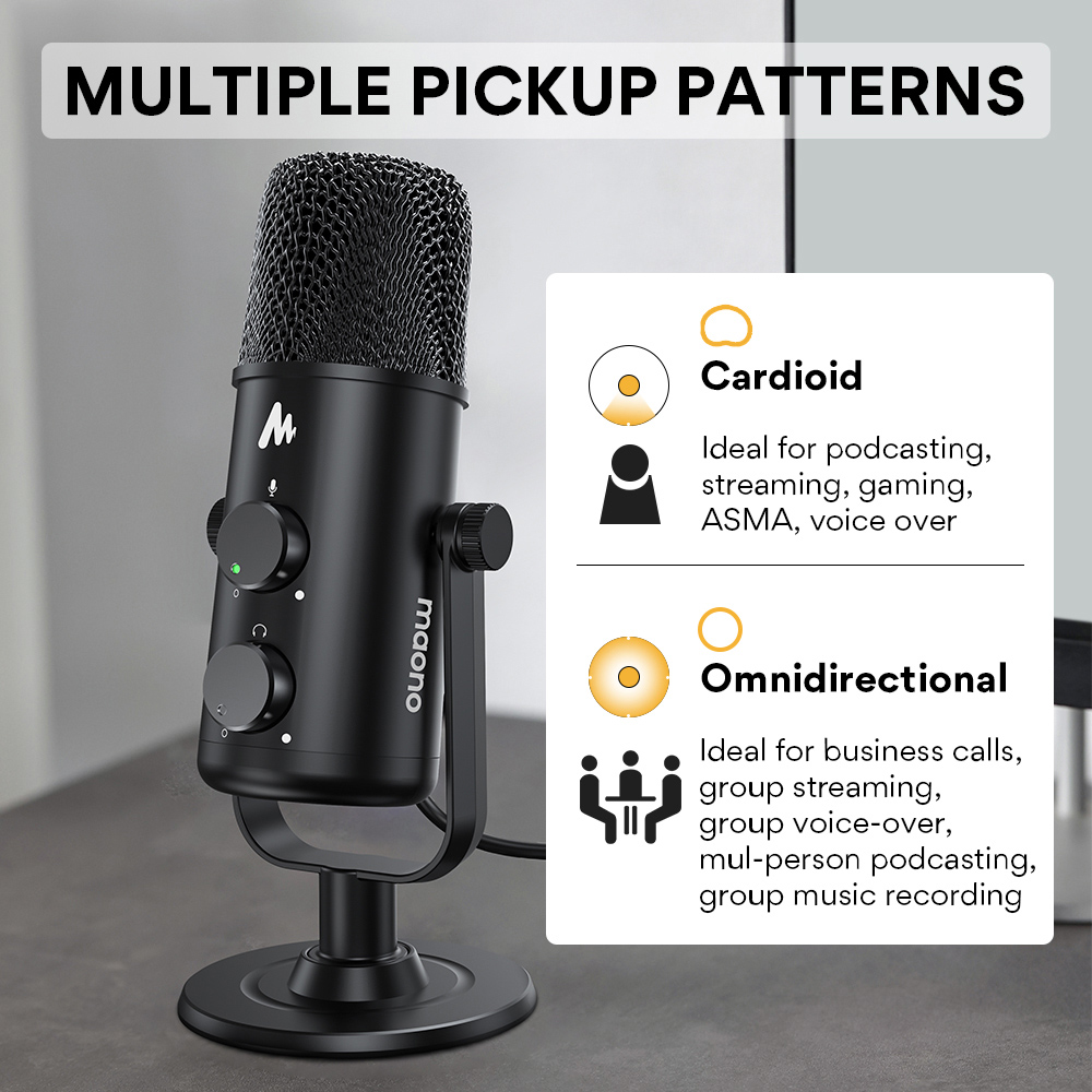 Maono USB Cardioid Condenser Omnidirectional Microphone with Headphone Jack Image 3