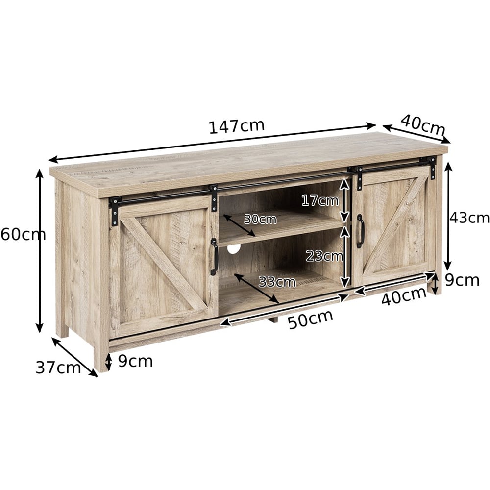 Costway 2 Door 2 Shelf Grey TV Unit Image 9