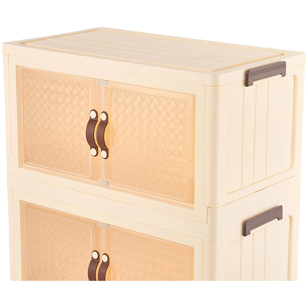 Living and Home 4-Tier Cream and Clear Foldable Storage Cabinet with Castors Image 3