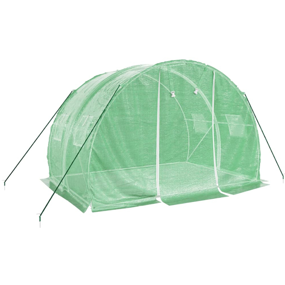 vidaXL Green Polyethylene Galvanised Steel Frame 9.8 x 6.5ft Greenhouse Image 2