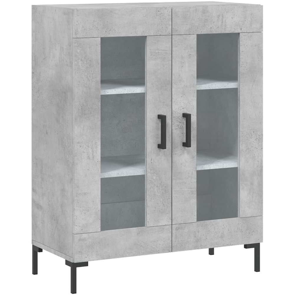 vidaXL 2 Glass Door 3 Shelf Concrete Grey Tall Highboard Image 7