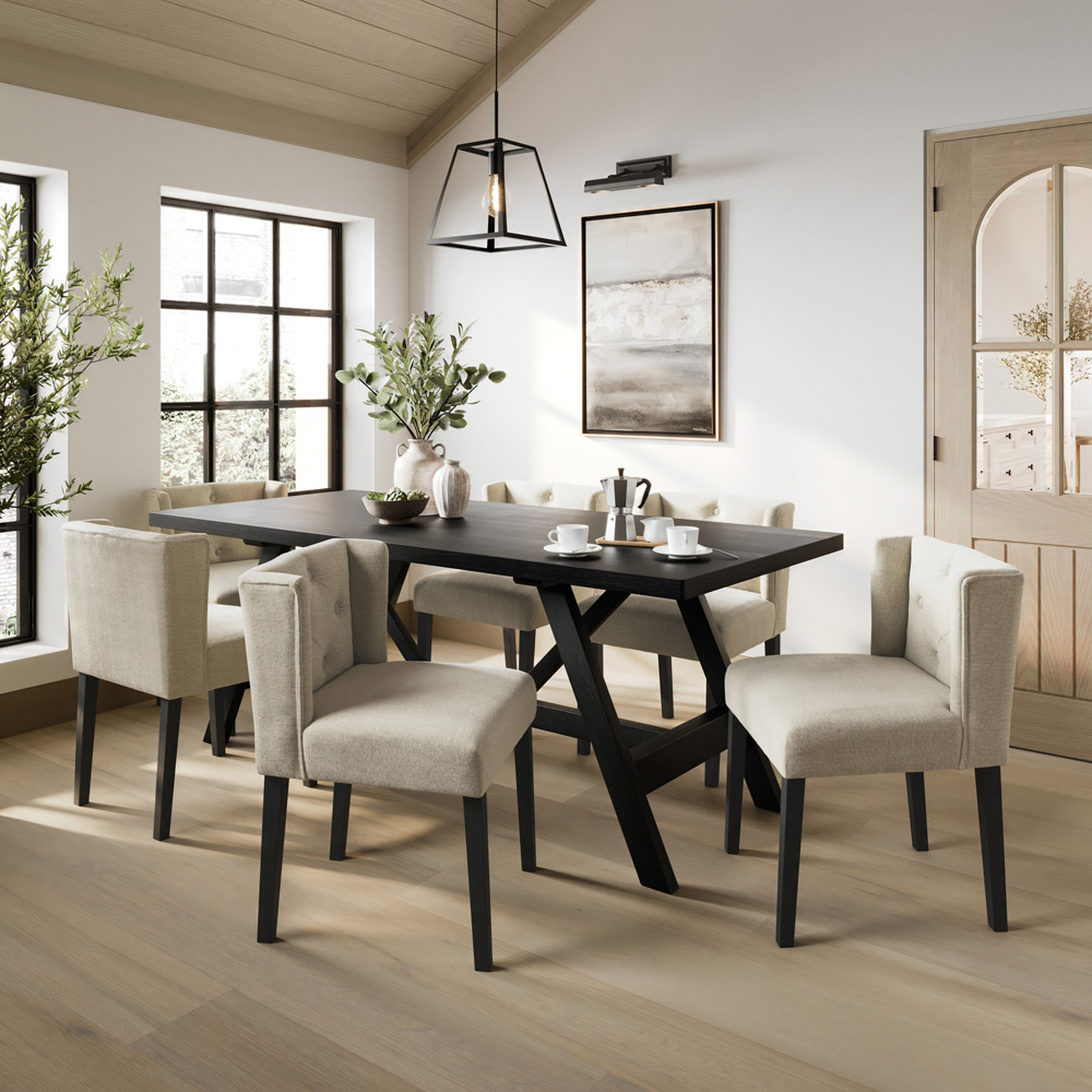 LPD Home Shay Stone Linen Winged Back Dining Chair Image 7