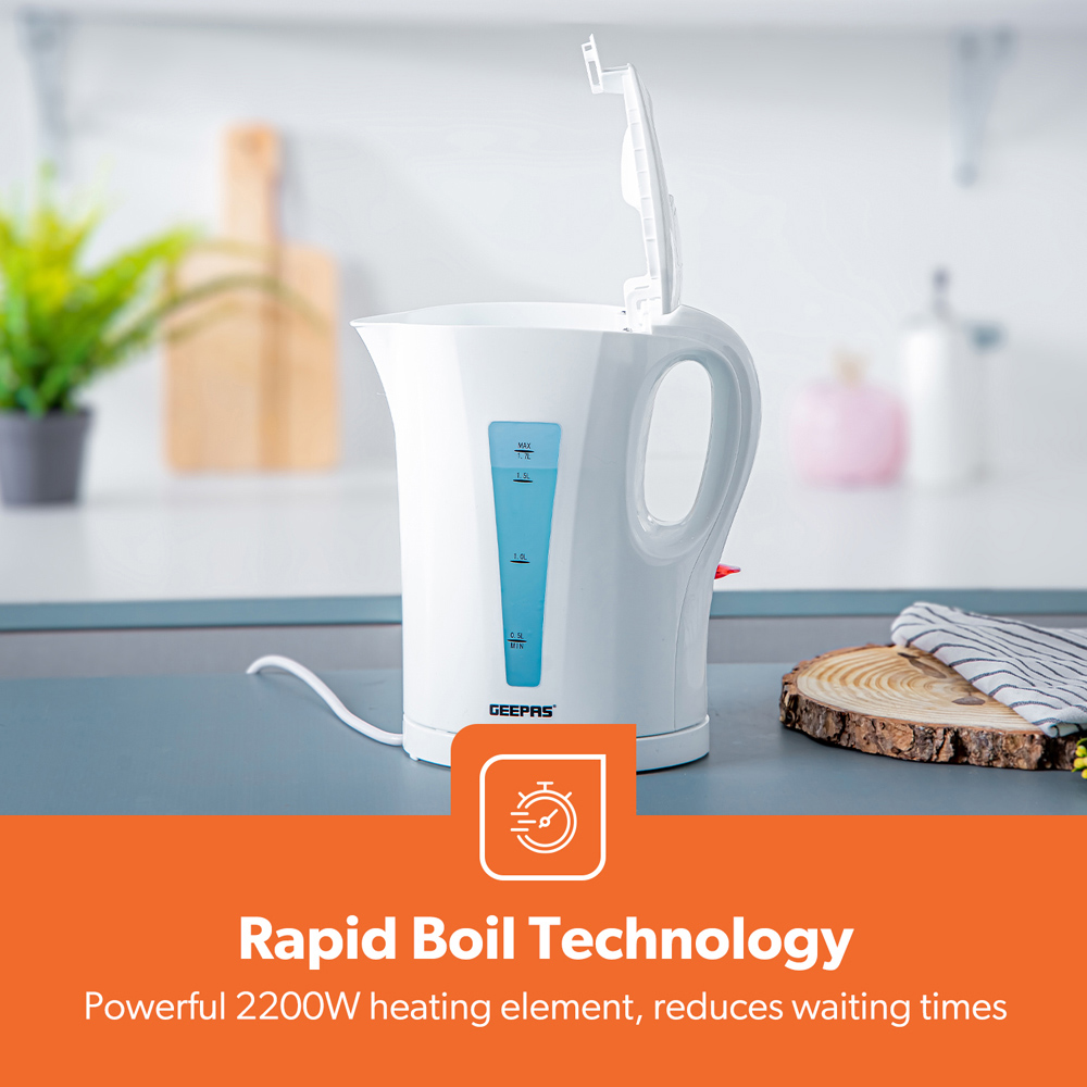 Geepas GK38029UK-WT White 1.7L Cordless Kettle 2200W Image 5