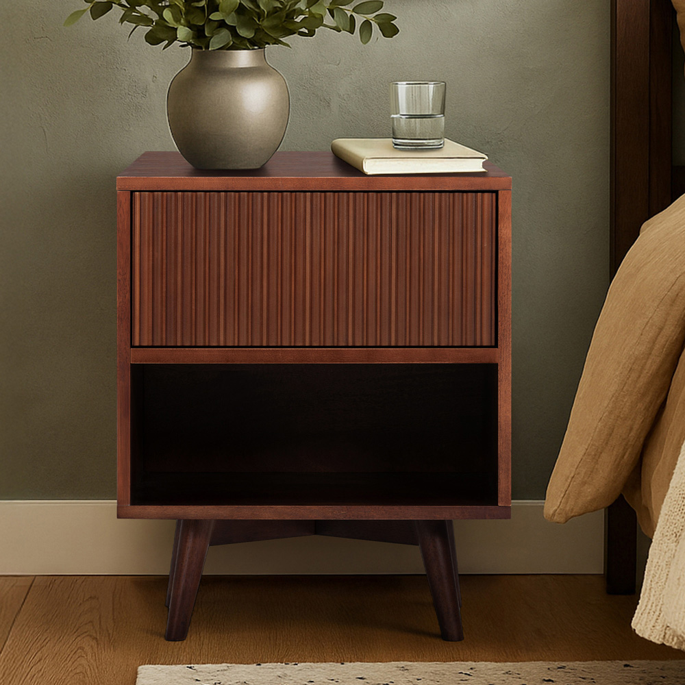 Teamson Home Tremolo Single Drawer Single Shelf Walnut Nightstand Image 8