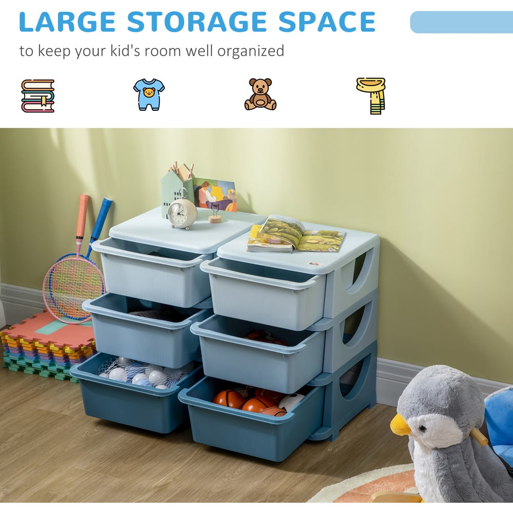 Tommy Toys 6 Drawer Blue Kids Toy Box Vertical Storage Dresser Image 5