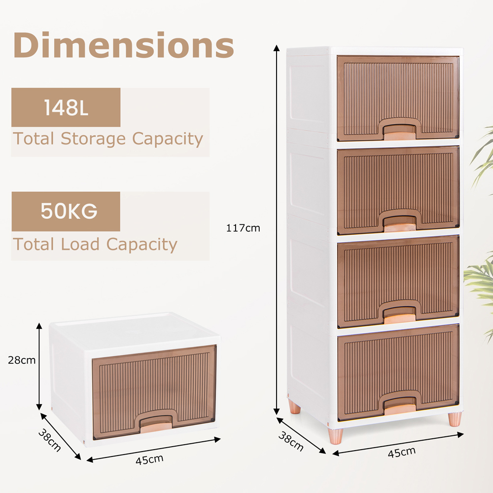 Costway 4 Drawer White Stackable Storage Bins Image 9