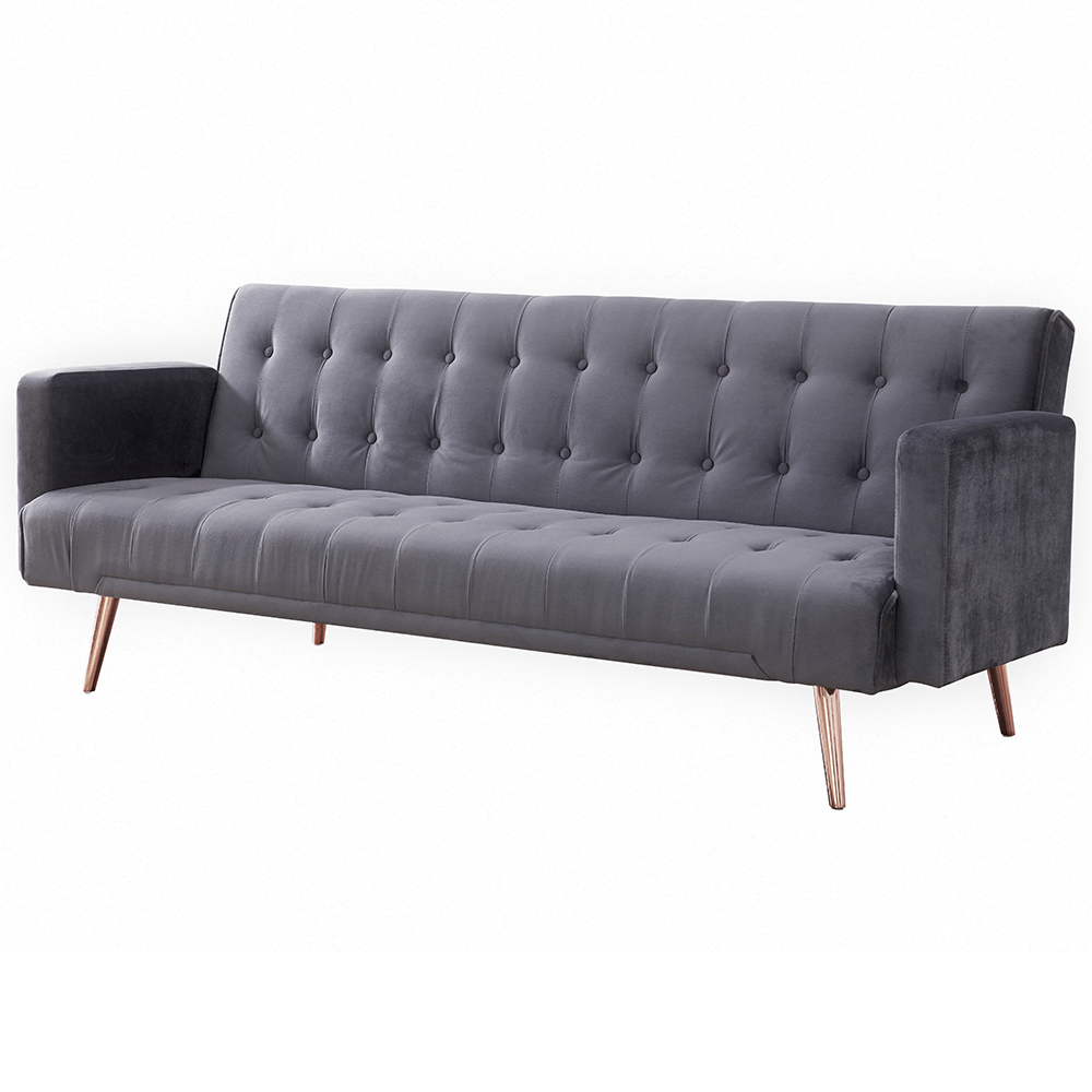 Home Detail Windsor 3 Seater Grey Velvet Sofa Bed Image 2