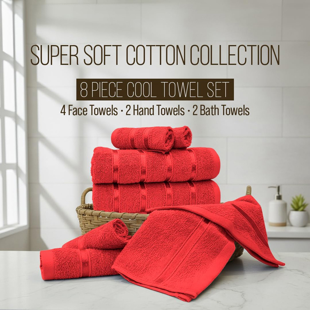 Smart Living Boston 8 Piece Red Towel Bale Set Image 7