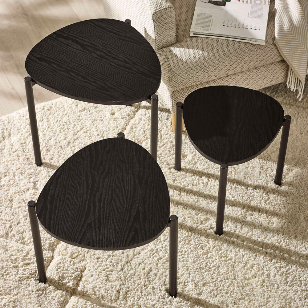 Julian Bowen Lorette Black Ash Effect Teardrop Nest of Tables Set of 3 Image 7